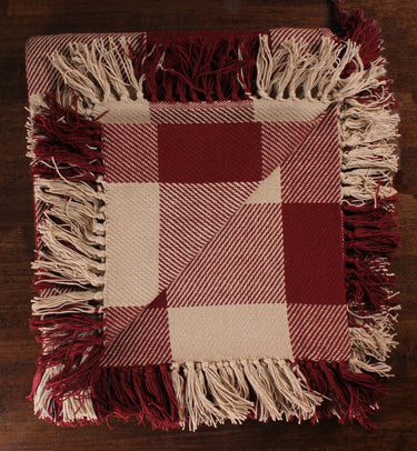 Heritage House Check Barn Red Barn Red - Nutmeg Afghan AF100017 - The Fox Decor